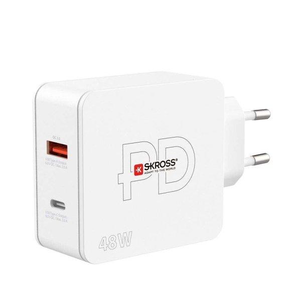 Skross USB Type-C / USB Type-A Hálózati töltő - Fehér (48W)
