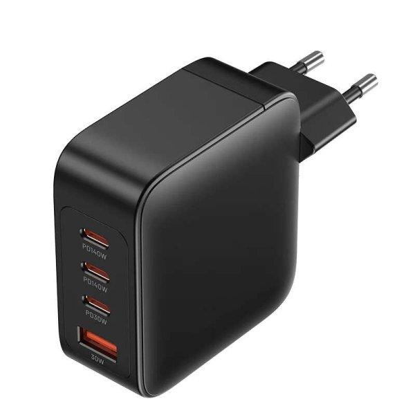 Vention FEIB0-EU GaN 3x USB-C / USB-A Hálózati töltő - Fekete (140W)