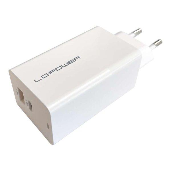 LC-Power LC-CH-GAN-65 USB-C / USB-A Hálózati töltő - Fehér (65W)