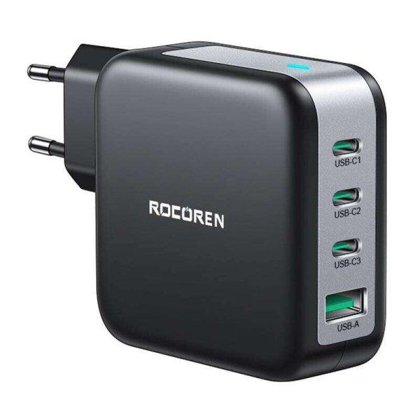Rocoren GaN PD 3.0 USB-A / 3x USB-C Hálózati töltő - Fekete (100W)
(RCCT3P1A-ZXA01)