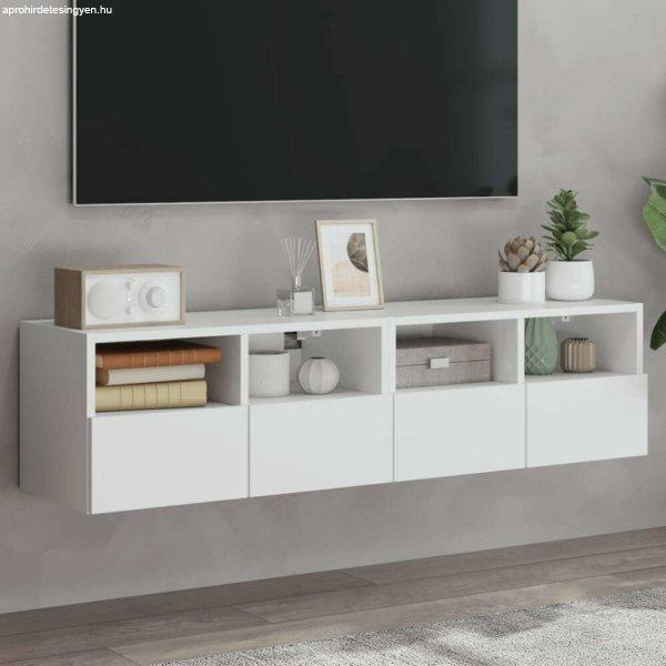 2 db fehér szerelt fa fali TV-szekrény 60 x 30 x 30 cm