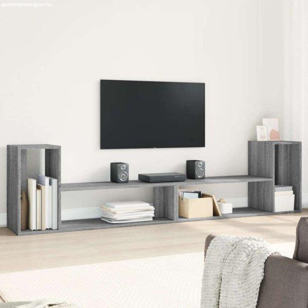 2 db szürke sonoma szerelt fa fali TV-szekrény 100 x 30 x 50 cm