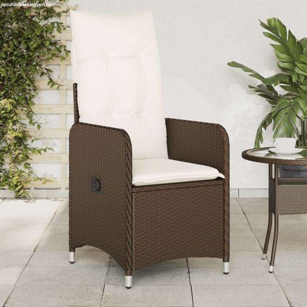 vidaXL 2 db barna polyrattan dönthető kerti szék párnákkal
