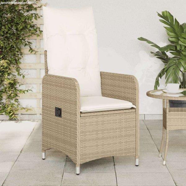 vidaXL 2 db bézs polyrattan dönthető kerti szék párnákkal
