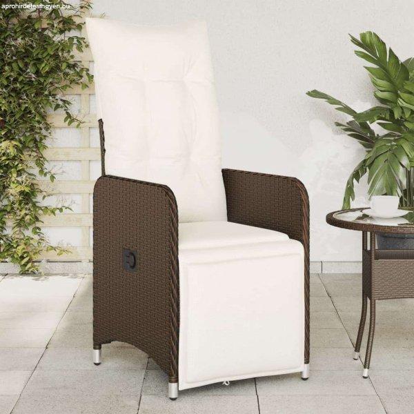 vidaXL 2 db barna polyrattan dönthető kerti szék párnákkal