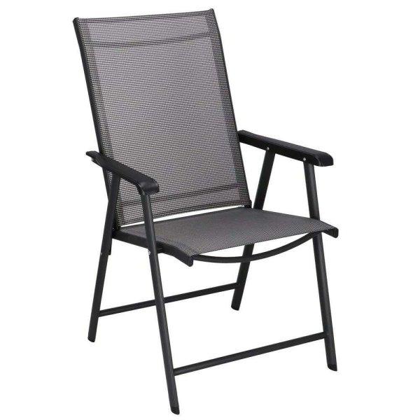 Fém kerti szék, összecsukható, 95x57x66cm, maximum 150kg, szürke