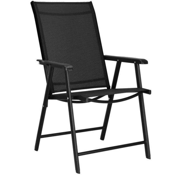 Fém kerti szék, összecsukható, 95x57x66cm, maximum 150kg, fekete