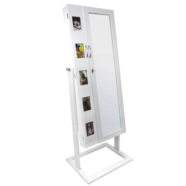 WC szekrény tükörrel, 2 ajtó dupla tárolóhellyel ékszerek és
kozmetikumok számára, 5 képkeret, 48x56x151cm, fehér
