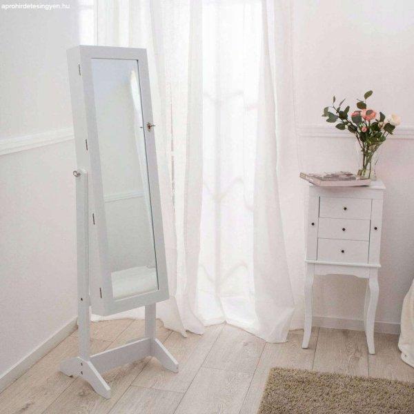 WC-szekrény tükörrel és ékszertárolóval, 35x139cm, fehér