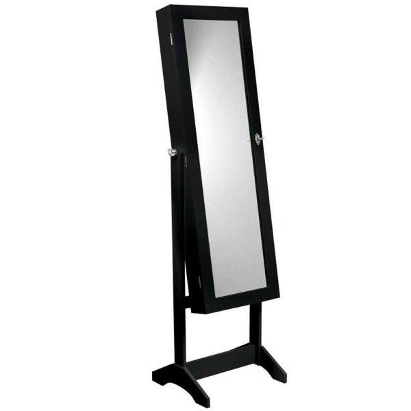 Ékszertartó szekrény tükörrel, 41x147cm, fekete