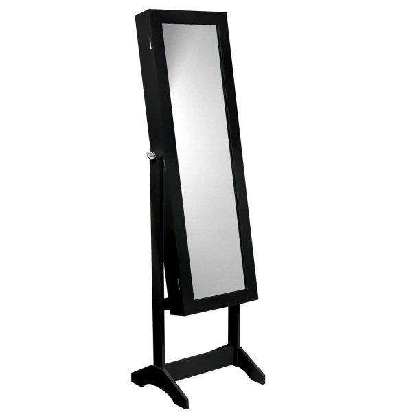 Ékszertartó szekrény tükörrel, 35x139cm, fekete