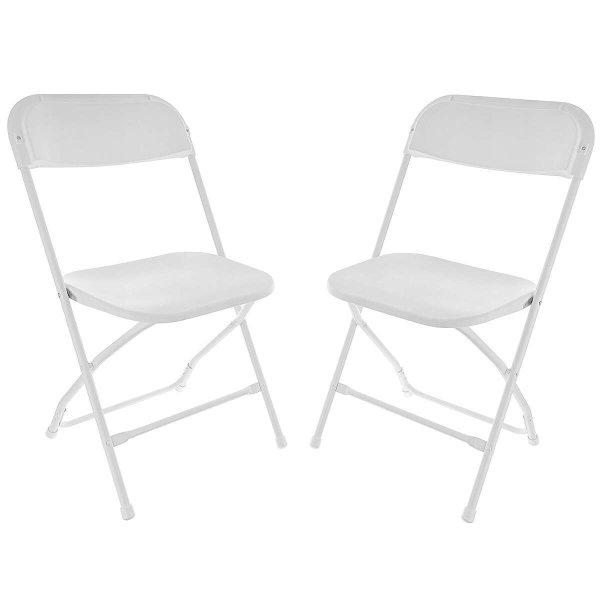 2db-os összecsukható szék szett, acél szerkezet HDPE üléssel, 46x50x80cm,
maximum 150kg, fehér