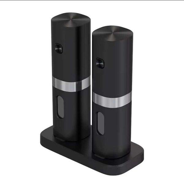 Elektromos daráló készlet sóval és borssal, állítható őrlési méret,
LED lámpa működés közben, fekete szín, állványról tölthető C típusú
USB kábellel és elemekkel