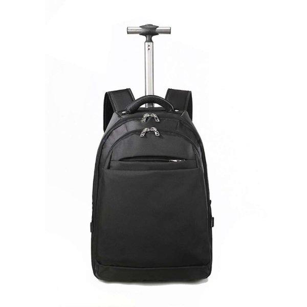 Trolley hátizsák, Quasar & Co.®, kerekekkel, laptoprekesz, zsebek, 51x38x25
cm, oxford szövet, fekete