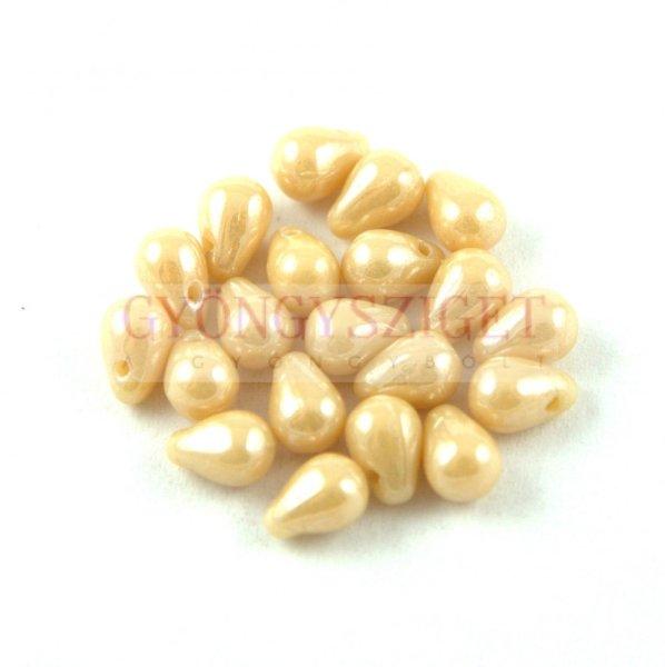 Cseh préselt csepp gyöngy - Ivory Luster - 4x6 mm