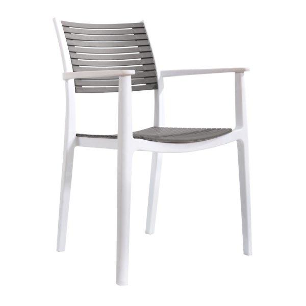 Rakásolható szék, fehér/szürke-barna, HERTA