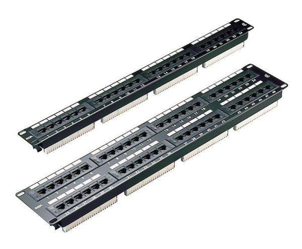 Excel 100-726 UTP 24 portos patch panel, cat5e, 1U, fekete