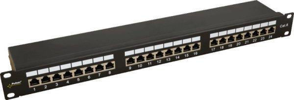Pulsar RP-F24V6 19" patch panel, 24 port, cat6, árnyékolt,
tehermentesítővel, 90 fokos modulok
