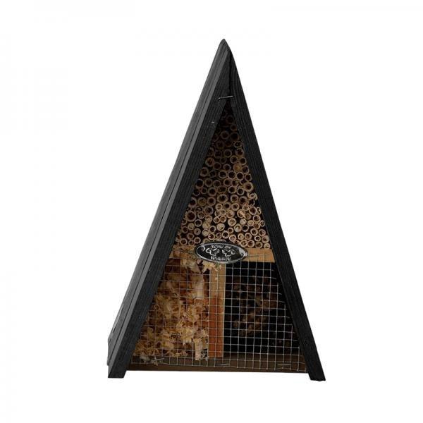 Háromszög alakú rovarhotel, méhecskéknek és fülbemászóknak, fekete WA94