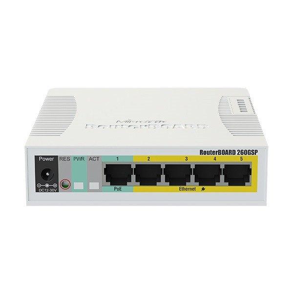 MIKROTIK Cloud Smart Switch 5x1000Mbps (POE Out) + 1x1000Mbps SFP,
Menedzselhető, Asztali - CSS106-1G-4P-1S