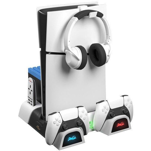 FROGGIEX PS5/PS5 Slim Kiegészítő Ventilátoros állvány + Headset tartó
Fehér, FX-P5-C4-W