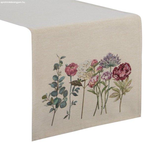 Gobelin asztali futó nyári virágok motívumával Natúr 45x140 cm