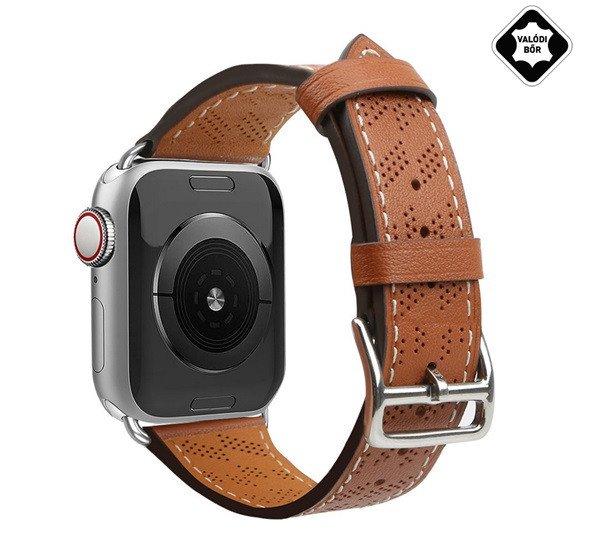 Pótszíj (egyedi méret, valódi bőr, lyukacsos, állítható) VILÁGOSBARNA
Apple Watch Series 9 45mm, Watch Series 3 42mm, Watch Series 2 42mm