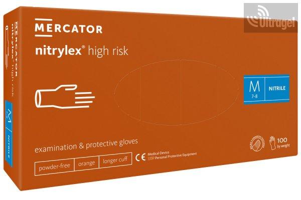 Mercator nitrylex® high risk - PÚDERMENTES NITRIL vizsgálókesztyű hosszabb
szárral, vastagabb anyagból