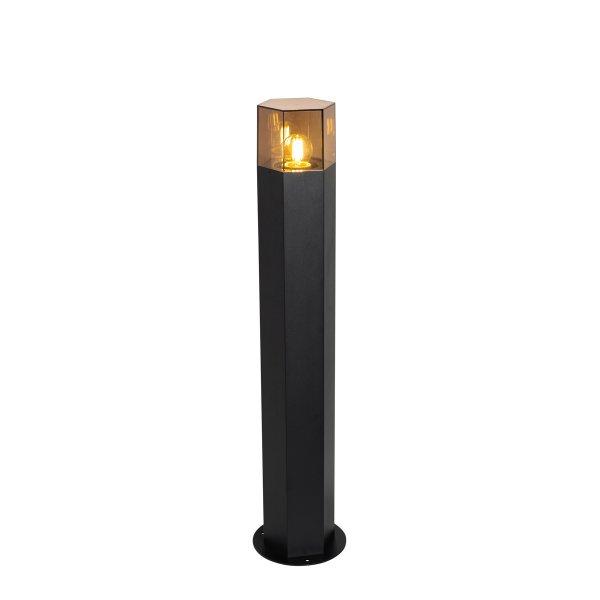 Kültéri állólámpa fekete füstüveggel hatszögletű 70 cm - Dánia