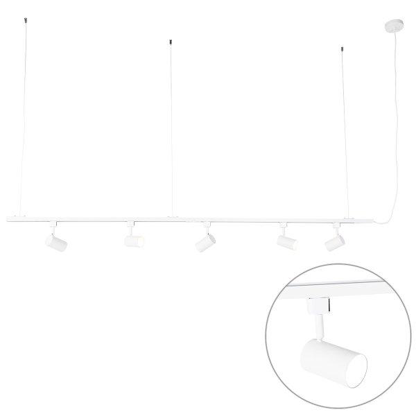 Modern fehér sínes lámparendszer 5 spotlámpával, egyfázisú - Iconic Jeana