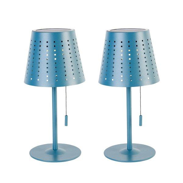 Set van 2 tafellampen blauw incl. LED 3-staps dimbaar oplaadbaar en solar -
Ferre