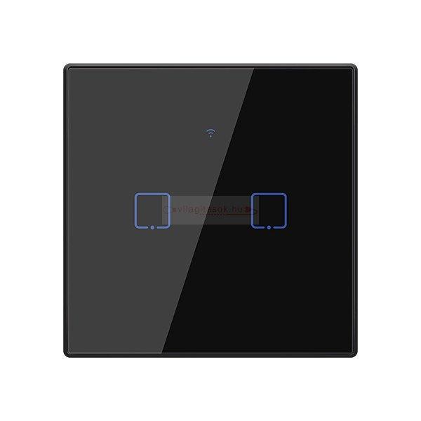 Elmark 2-es érintőkapcsoló, 250V 2x5A, fekete kristályüveg