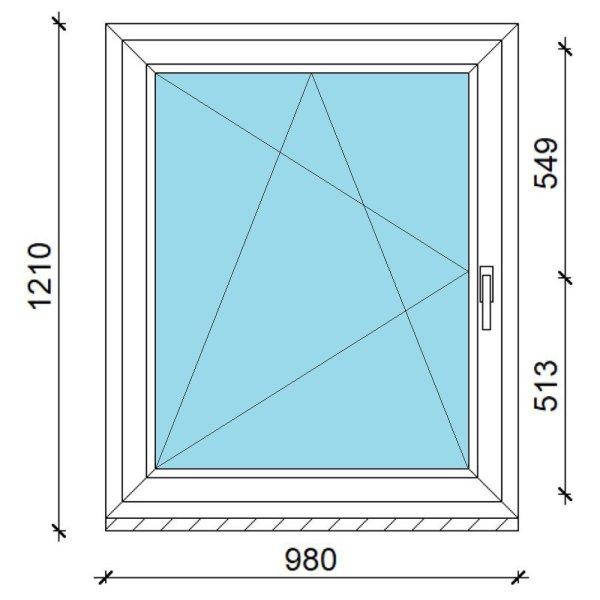 100x120 műanyag ablak, egyszárnyú, bukó/nyíló Gealan