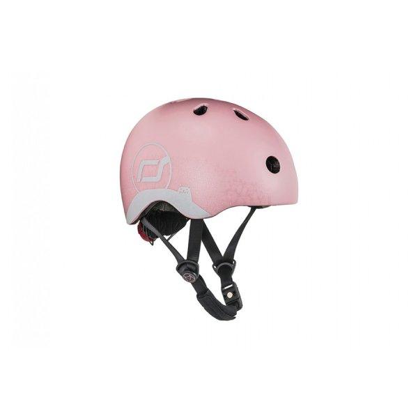 Scoot & Ride fényvisszaverős rózsaszín baba bukósisak - ROSE 