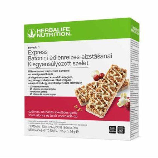 Herbalife F1 Express fehérje szelet Vörösáfonya és fehércsokoládé ízben
(7x56 g)
