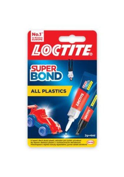 Pillanatragasztó gél, 2 g + 4 ml, HENKEL "Loctite Super Bond
Plastik"