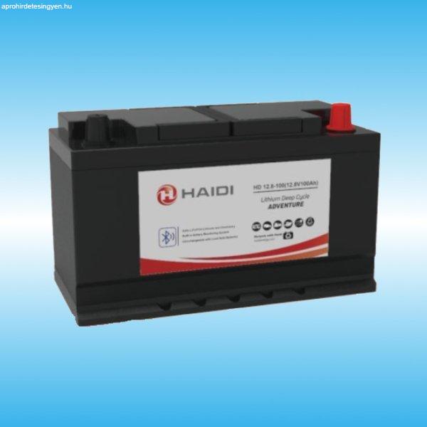 Haidi 12.8V 100Ah LiFePo4 zárt, gondozásmentes akkumulátor M8 Bluetooth
kommunikációval