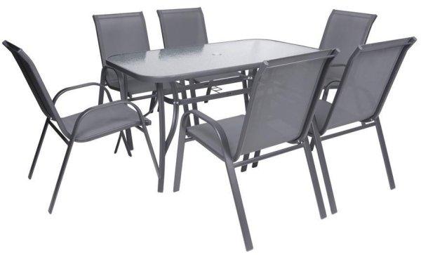Set terrace EMILY, 1x table, 6x ShadowGray chair