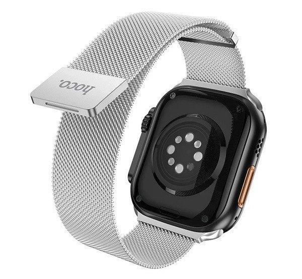 HOCO AS101 pótszíj (egyedi méret, fém, milánói szíj, mágneses) EZÜST
Apple Watch Ultra 2 49mm, Watch Ultra 49mm, Watch Series 9 45mm