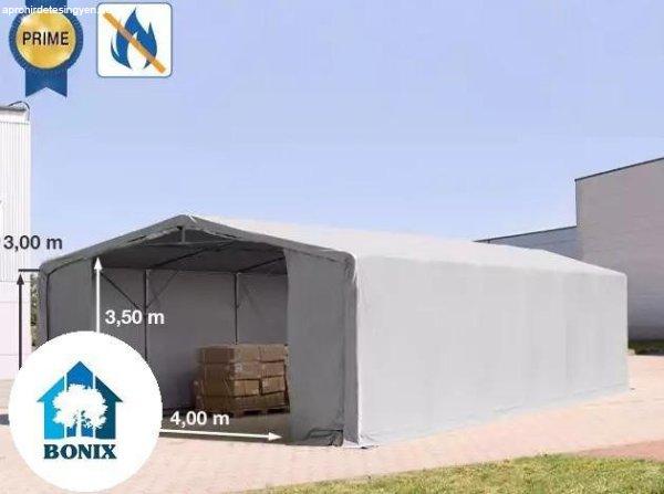 Professzionális 8x12m raktársátor, ipari sátor, tároló sátor 3,00 m
oldalmagasság, cipzáras kapuval tűzálló PVC ponyva  szürke