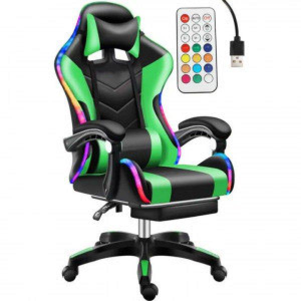 Likeregal 920 LED gamer szék lábtartóval zöld