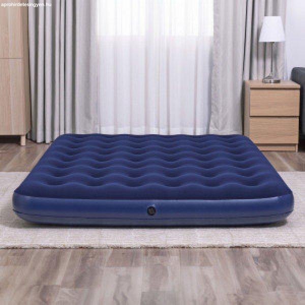 Felfújható matrac - kétszemélyes, velúr - kék - 203 x 152 x 22 cm