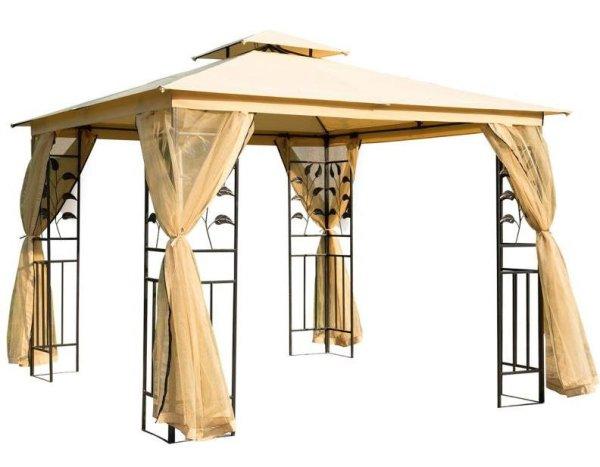 Harmony Heights  pavilon pergola 300x300x280 cm  kerti sátor dupla tetővel
szúnyoghálóval   bézs fekete