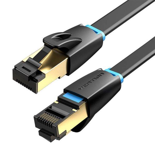 Ethernet RJ45 lapos hálózati kábelszellőző IKCBG, Cat.8, U/FTP, 1 m
(fekete)