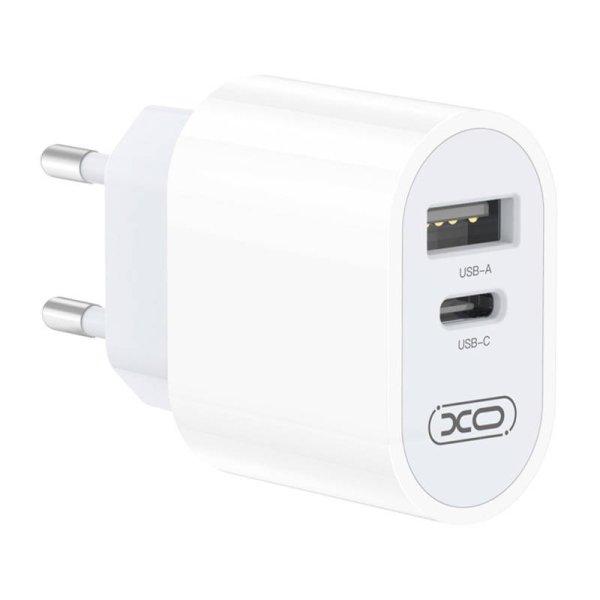 XO L97 hálózati töltő, USB + USB-C (fehér)