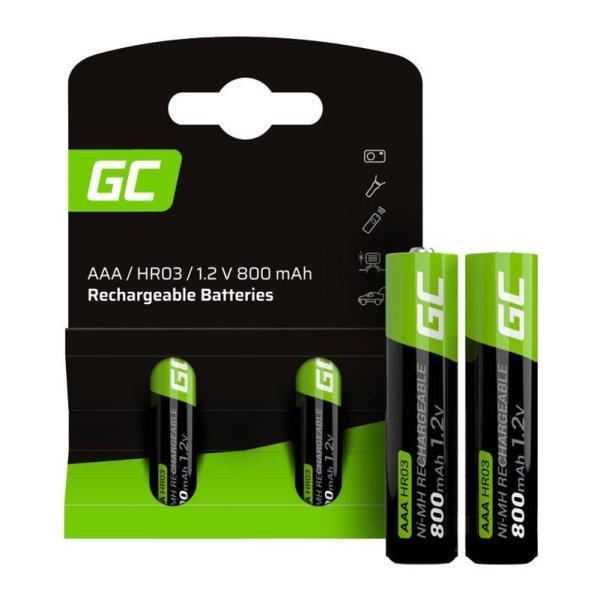 Zöld cellás akkumulátorok újratölthető botok 2x AAA HR03 800mAh