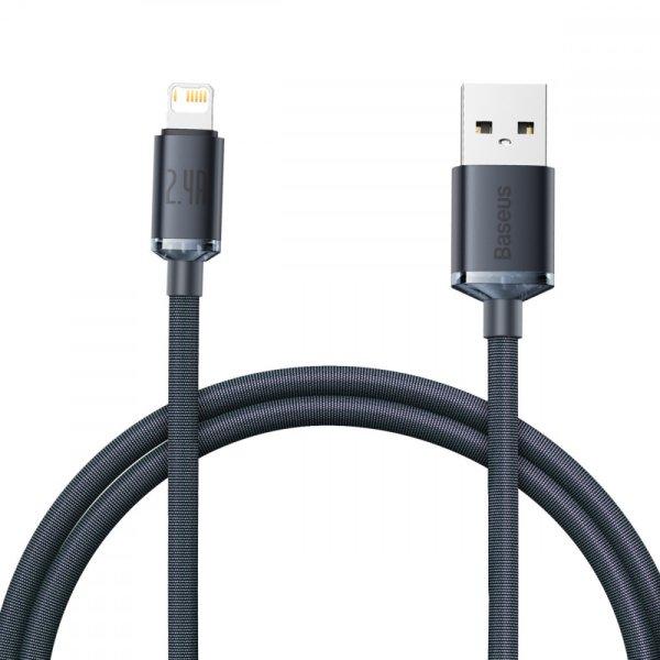 USB-kábel a Lightning Baseus Crystal, 2.4A, 1.2m (Fekete)