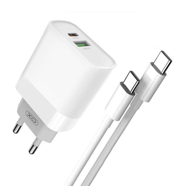 XO L64 halozati töltő USB + USB-C, 20W (White)