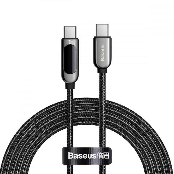 USB-C – USB-C Baseus kijelzőkábel, 100 W, 2 m (fekete)