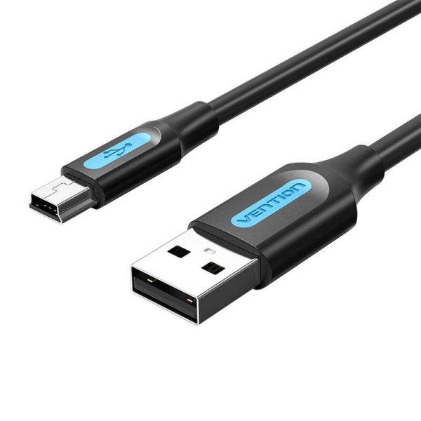 USB 2.0 A – Mini-B szellőző COMBD kábel 0,5 m fekete PVC